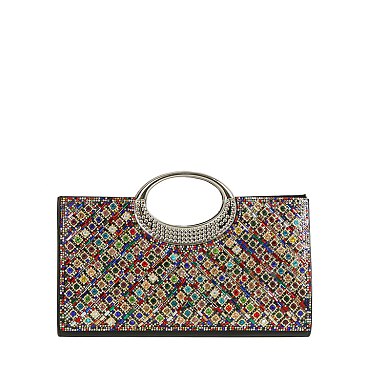 Embellished Round Handle Clutch Evening Bag