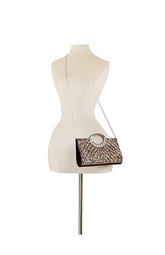 Embellished Round Handle Clutch Evening Bag