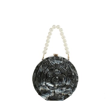 Acrylic Rose Flower Clutch Evening Bag