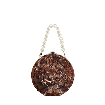 Acrylic Rose Flower Clutch Evening Bag