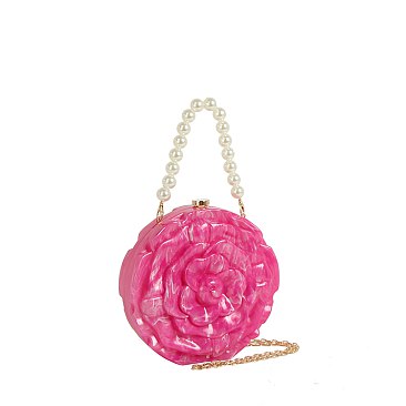 Acrylic Rose Flower Clutch Evening Bag