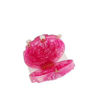 Acrylic Rose Flower Clutch Evening Bag