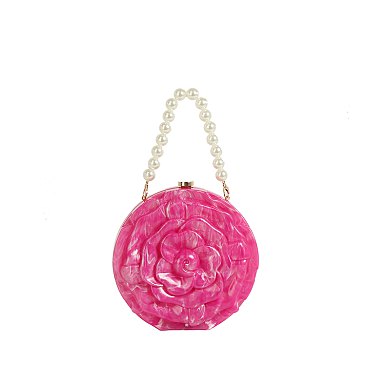 Acrylic Rose Flower Clutch Evening Bag