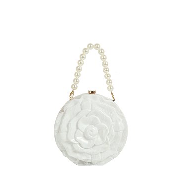 Acrylic Rose Flower Clutch Evening Bag