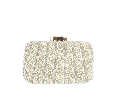Pearl Rhinestone Frame Clutch