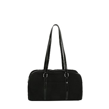 Faux Suede Boston Bag