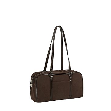 Faux Suede Boston Bag