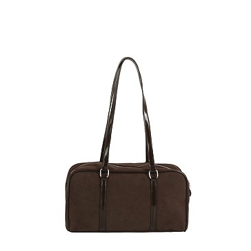 Faux Suede Boston Bag