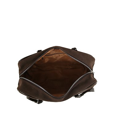 Faux Suede Boston Bag