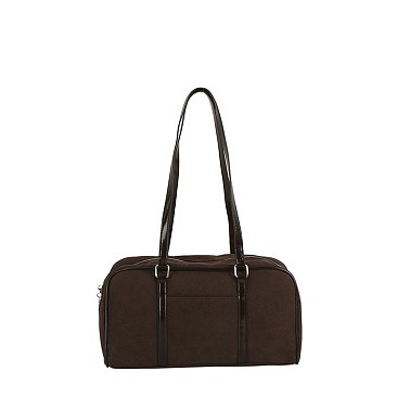 Faux Suede Boston Bag