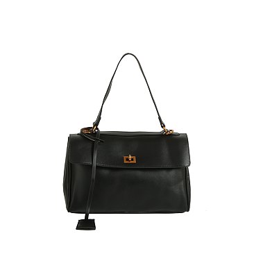 Twist Lock Flap Satchel