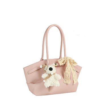 Lace Bow Bag Charm Top Handle Tote Bag