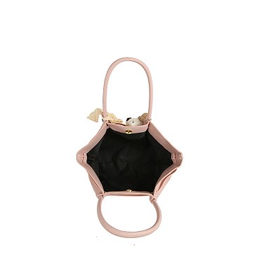 Lace Bow Bag Charm Top Handle Tote Bag