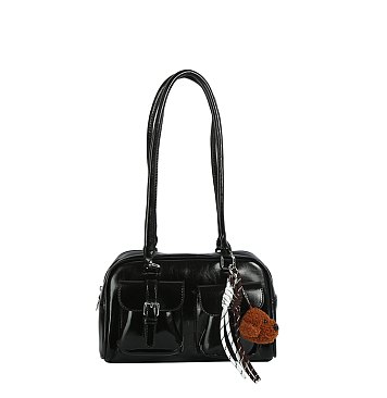 Bag Charm Buckle Pocket Boston Bag