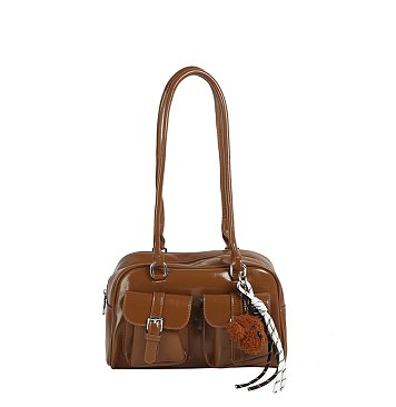 Bag Charm Buckle Pocket Boston Bag
