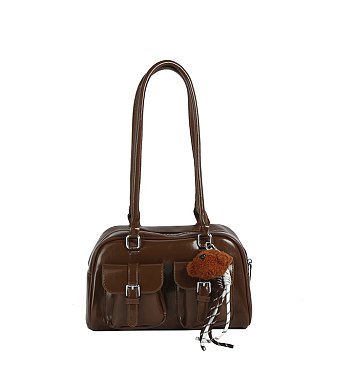 Bag Charm Buckle Pocket Boston Bag