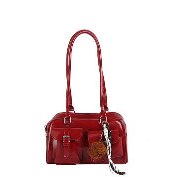 Bag Charm Buckle Pocket Boston Bag