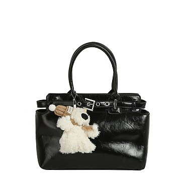 Bag Charm Buckle Top Handle Satchel