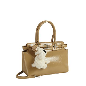 Bag Charm Buckle Top Handle Satchel