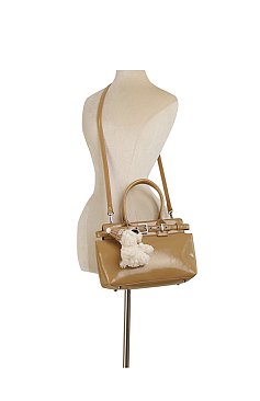 Bag Charm Buckle Top Handle Satchel