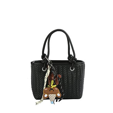 Bag Charm Chevron Woven Satchel