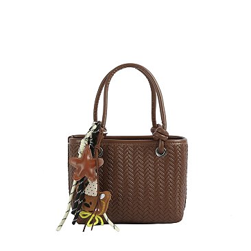Bag Charm Chevron Woven Satchel