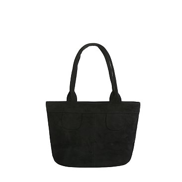 Faux Suede Colorblock Tote Bag