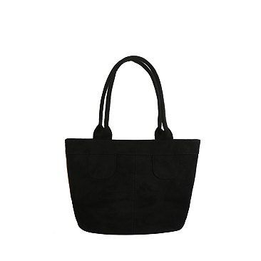 Faux Suede Colorblock Tote Bag