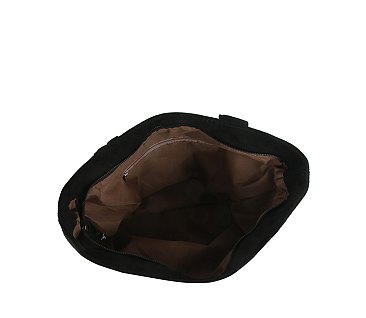 Faux Suede Colorblock Tote Bag