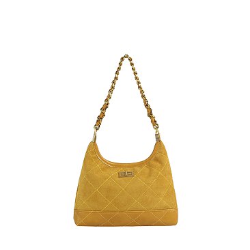 Faux Suede Woven Shoulder Bag