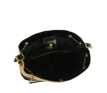 Faux Suede Woven 2 Way Satchel