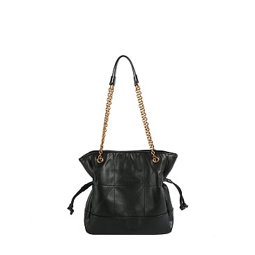Faux Suede Woven Shoulder Bag
