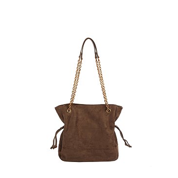 Faux Suede Woven Shoulder Bag