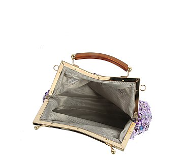 Sequin Kiss Lock Top Handle Satchel