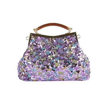 Sequin Kiss Lock Top Handle Satchel