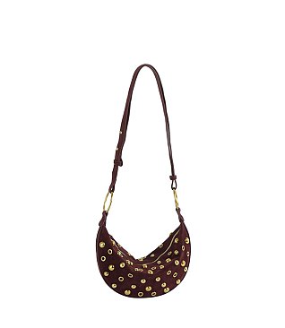 Bubble Rivet Hobo Crossbody Bag