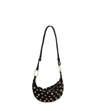 Bubble Rivet Hobo Crossbody Bag