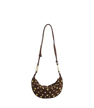 Bubble Rivet Hobo Crossbody Bag