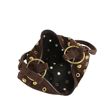 Bubble Rivet Hobo Crossbody Bag