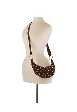 Bubble Rivet Hobo Crossbody Bag