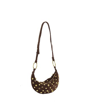 Bubble Rivet Hobo Crossbody Bag