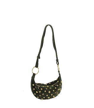 Bubble Rivet Hobo Crossbody Bag