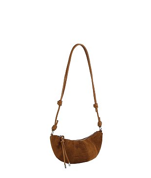 Faux Suede Crossbody Bag