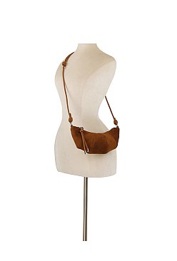 Faux Suede Crossbody Bag