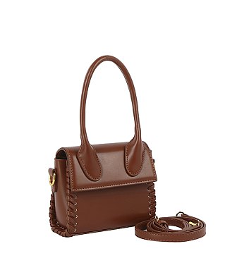 Whipstitch Flap Crossbody Bag Satchel