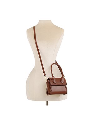 Whipstitch Flap Crossbody Bag Satchel