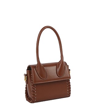 Whipstitch Flap Crossbody Bag Satchel