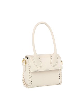 Whipstitch Flap Crossbody Bag Satchel