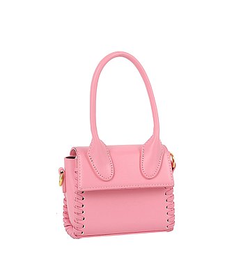 Whipstitch Flap Crossbody Bag Satchel