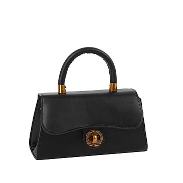 Twist Lock Flap Satchel Crossbody Bag